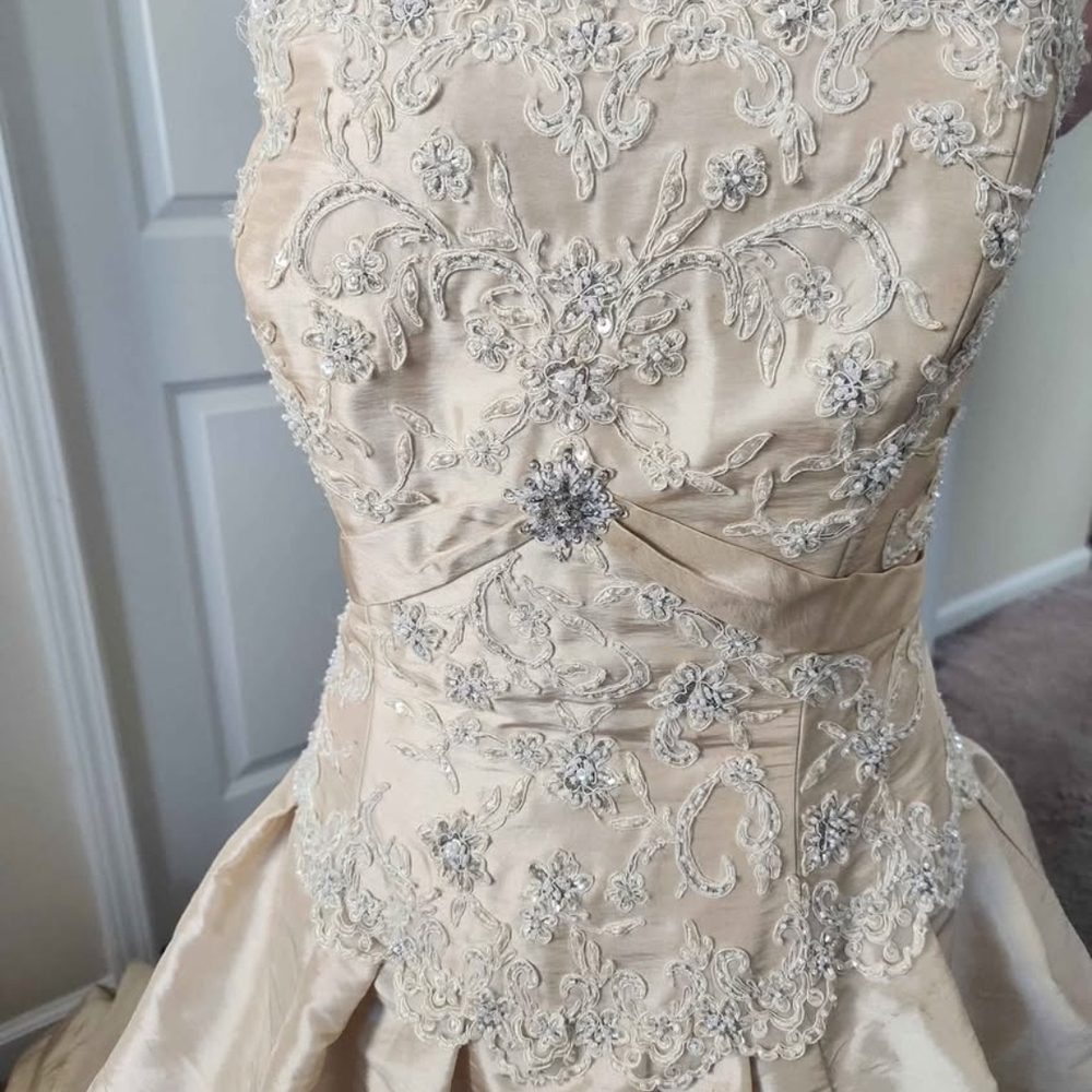 Elegant Cream Kids Dress with Silver Embellishments